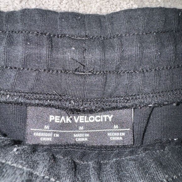 Peak Velocity Tech Fleece Jogger Mens M Black Athletic Tapered Leg Gym Stretch - Picture 3 of 3
